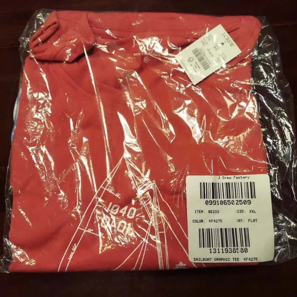 J.CREW SAILBOAT GRAPHICS SOFT WASHED MEN'S TEE SHIRT XXL 47-49 RED BNWT SO